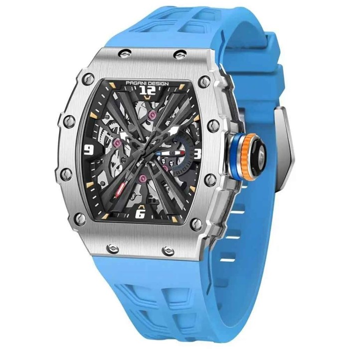 Ceas Pagani Design PD-1738, Japan VH65, design skeleton, 42mm, curea silicon, rezistenta 100m