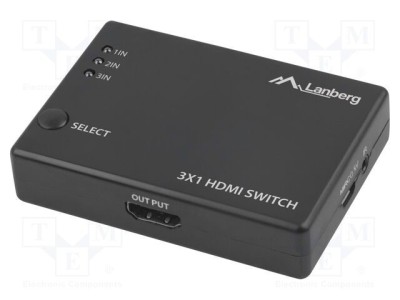 Switch HDMI 4 porturi 0,8m LANBERG HDCP 2.2 HDMI 2.0 negru foto