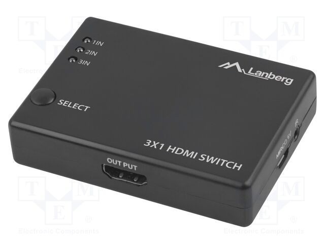 Switch HDMI 4 porturi 0,8m LANBERG HDCP 2.2 HDMI 2.0 negru