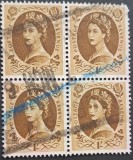 Marea Britanie &ndash; Bloc de 4 mărci &bdquo;Wilding&rdquo; 1d, stare bună, obliterate