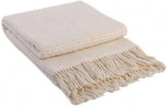 Patura de pat din lana Merinos, Valentini Bianco, Rogoska Alb, 140x200cm foto