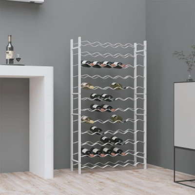 vidaXL Suport sticle de vin pentru 72 sticle,alb, metal foto