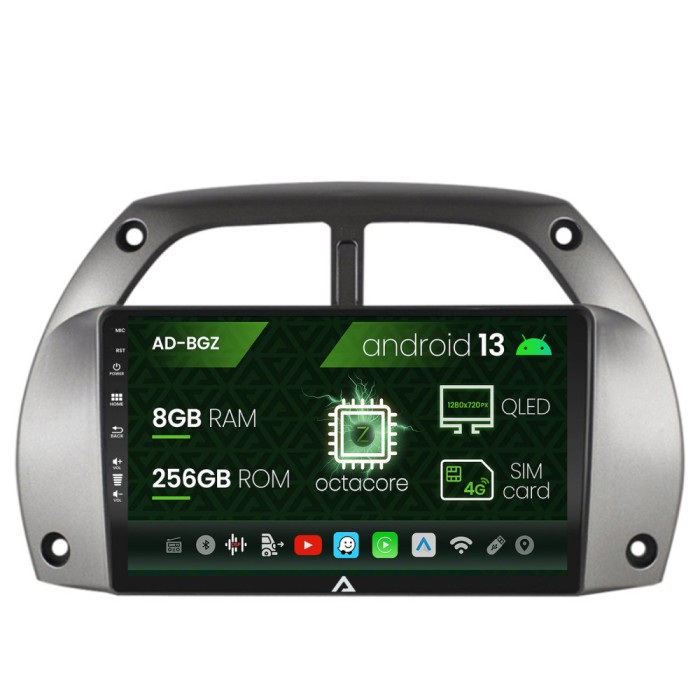 Navigatie Toyota RAV4 (2001-2006), Android 13, Z-Octacore 8GB RAM + 256GB ROM, 9 Inch - AD-BGZ9008+AD-BGRKIT109