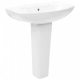 Cumpara ieftin Lavoar ceramică alb cu piedestal 65x52x20 cm, orificiu baterie, montaj independent. Chiuvetă baie/toaletă