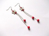 cercei cu fluturasi si howlite rosu 36918