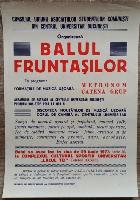 Afis de mici dimensiuni Balul Fruntasilor 1973 foto