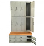 Vestiar metalic Premium Asamblat 16 usi (8 usi imbracaminte + 8 usi incaltaminte) SI BANCUTA, 1200x800x2156 mm (LxlxH), PLUS