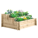 Cumpara ieftin Outsunny Jardinieră Lemn 3 Nivele, Caseta de Flori pentru Grădinărit, 120x100x54cm, Design Rustic, Lemn Natural | Aosom Romania