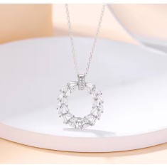 Lantisor Argint 925 pandantiv Cununa/Cerc, placat cu Rodiu - ALCA Fine Jewelry