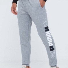 Puma pantaloni de trening culoarea gri, cu imprimeu