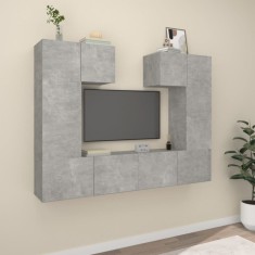 vidaXL Set dulap TV, 6 piese, gri beton, lemn prelucrat foto