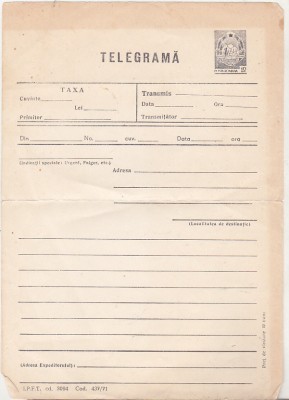 bnk cp Formular telegrama RSR foto