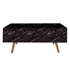 Față de Masă, Model Marmura, Negru, 180x120 cm, Plastic