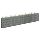 Strat inaltat gabion Gossi 450x30x90 cm, otel inoxidabil, argintiu, jardiniera metalica pentru gradina