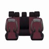 Set Huse Scaune Auto pentru Audi Q8 - DeluxeBoss, stofa cu piele ecologica, pt bancheta rabatabila fractionata, negru cu rosu, 11 piese