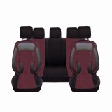 Set Huse Scaune Auto pentru Toyota RAV 4 - DeluxeBoss, stofa cu piele ecologica, pt bancheta rabatabila fractionata, negru cu rosu, 11 piese
