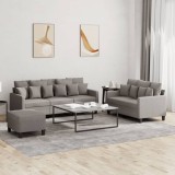 vidaXL Set de canapea cu perne, 3 piese, gri taupe, material textil 3201679