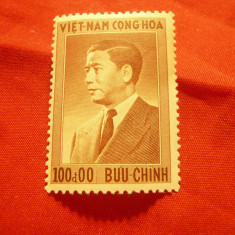 Timbru Vietnam Sud 1956 -Pres. Nigoh-Diem - dictator , val. 100 d ,sarniera