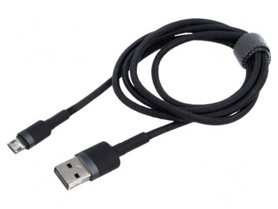 Cablu USB 2.0 High Speed 1m Negru Textil 2,4A foto