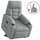 vidaXL Fotoliu rabatabil cu ridicare, gri deschis, material textil
