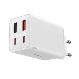 Incarcator pentru Priza 2x USB, 2x Type-C, 65W + Cablu Type-C la Type-C - Baseus (P10162701213-00) - White