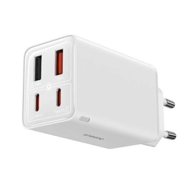 Incarcator pentru Priza 2x USB, 2x Type-C, 65W + Cablu Type-C la Type-C - Baseus (P10162701213-00) - White foto