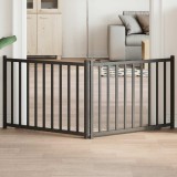 vidaXL Poartă pentru c&acirc;ini pliabilă 2 panouri negru, 160 cm, lemn brad