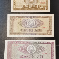 România set 1966 (1, 3, 5, 10, 25, 50, 100 lei UNC) 3 lei circulat