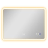 HOMCOM Oglindă LED pentru Baie cu Bluetooth, Iluminare Reglabilă și Funcție de Memorare, din Sticlă Securizată, 80x60x3,5 cm | Aosom Romania