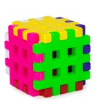 Cub Constructor Colorat 10 Cm, Plastic Non-Toxic, Joc Educativ, Varsta Peste 3 Ani