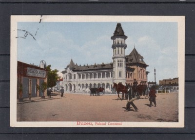 BUZAU PALATUL COMUNAL BERARIE AZUGA IACOB BALINT TRASURI CIRCULATA 1917 FELDPOST foto