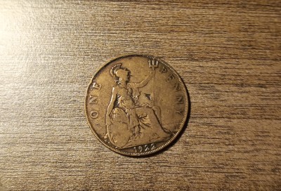C50 - Moneda foarte veche - Anglia - one penny - 1922 foto