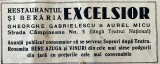 1931 Reclamă rom&acirc;nească Restaurantul Berăria EXCELSIOR Bucuresti Interbelic Str C&acirc;mpineanu Nr 5 Gheorghe Gabrielescu &amp; AUREL MICU istoria ospitalitati