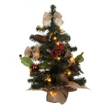 Brad de Craciun Decorativ, Model Masa, 20 Becuri LED, Conuri, Suport Panza Groasa, Verde, 50 cm, Oem