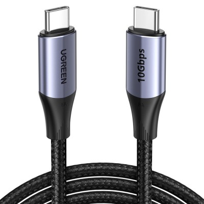 Ugreen - Data Cable US355 (80150) - Type-C, Fast Charging, 100W, 5A, 4K, 10Gbps, Smart Chip, Audio-Video, Nylon, 1m - Black foto