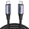 Ugreen - Data Cable US355 (80150) - Type-C, Fast Charging, 100W, 5A, 4K, 10Gbps, Smart Chip, Audio-Video, Nylon, 1m - Black