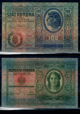 Austro-Ungaria 1912(1919) - 100 korona, stampila Romania-Ardeal, foto