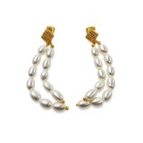 Cercei cu perle dublu sirag