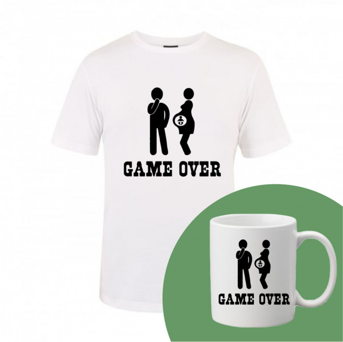 &quot;Game over&quot; Set Personalizat &ndash; Tricou + Cană Negru S