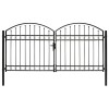 Gossi poarta de gard dubla cu varf in arcada, negru, 300x125 cm, otel
