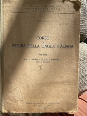 Nina Facon - Corso di storia della lingua italiana- vol. I, 1963 volum dactilografiat foto