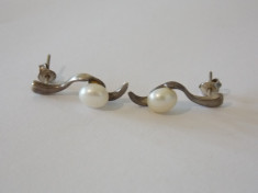 Cercei vintage cu perle naturale -6013 foto