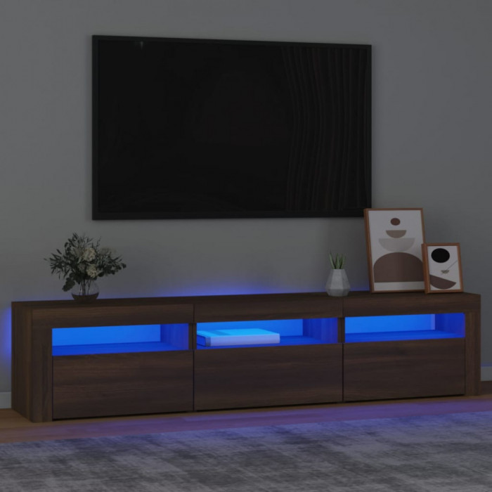 Comoda TV cu lumini LED, stejar maro, 180x35x40 cm GartenMobel Dekor
