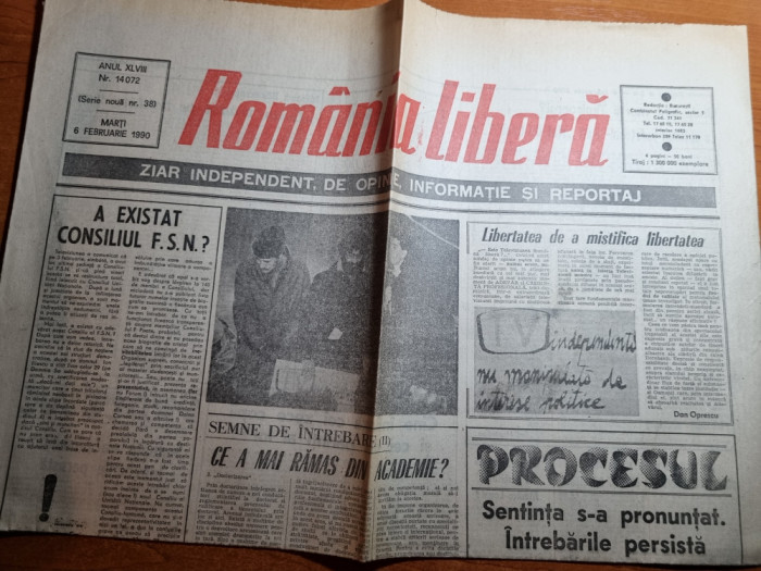 romania libera 6 februarie 1990-procesul comunistilor