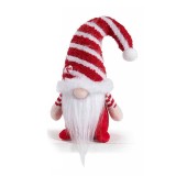 Figurina Mos Craciun textil alb rosu cm 13 x 9 x 22 H