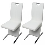 Cumpara ieftin Scaune de bucătărie, 2 buc., alb, piele ecologică