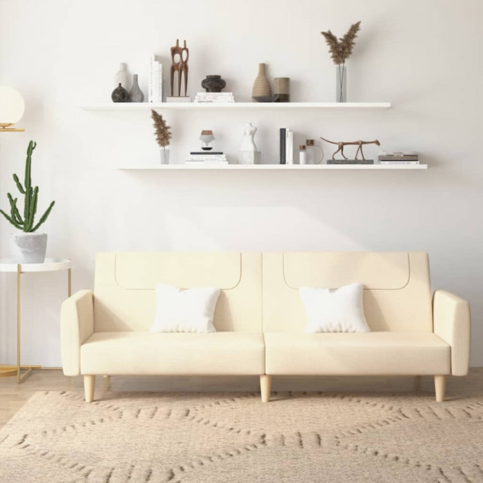 Canapea extensibilă cu 2 locuri, crem, material textil