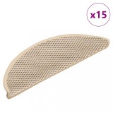 Covorașe Scări Autoadezive 15 Buc Berber 56x17cm Crem Sisal vidaXL