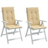vidaXL Perne scaun cu spătar &icirc;nalt 2 buc. melanj bej 120x50x4cm textil