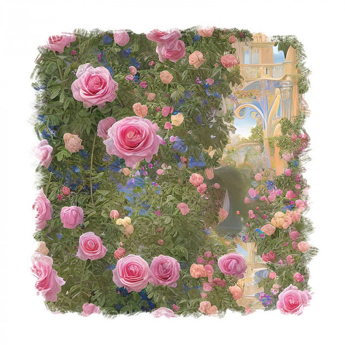 Sticker decorativ Flori, Roz, 55 cm, 11180ST